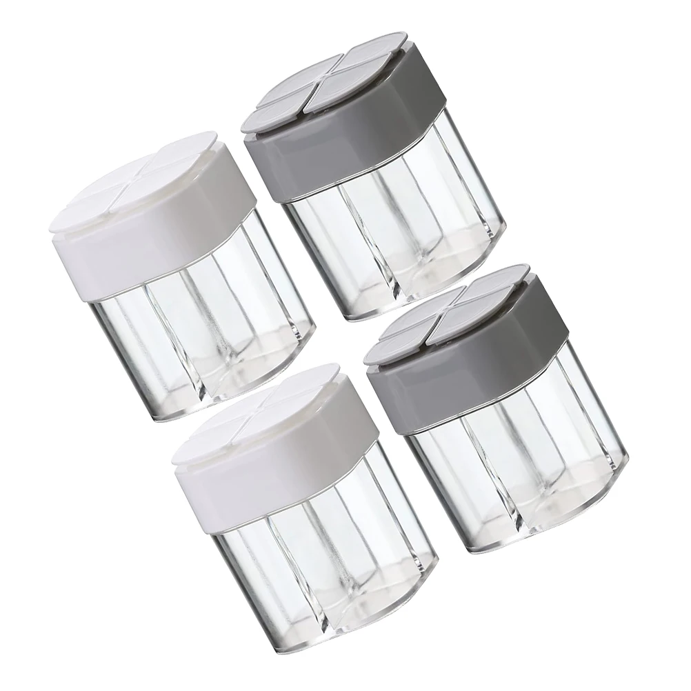 

4 in 1 Plastic Seasoning Container Set Salt Pepper Sugar Chili Jar Airtight Camping Spice Container Travel Bbq Kitchen