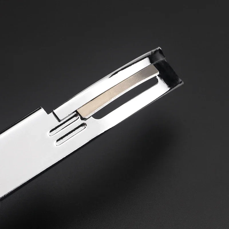 مجموعة واحدة من أدوات القطع ذاتية الصنع من الجلد المعدني مع 3 قطع شفرة سكيفر بديلة، حرفة جلدية رفيعة - أسود/فضي