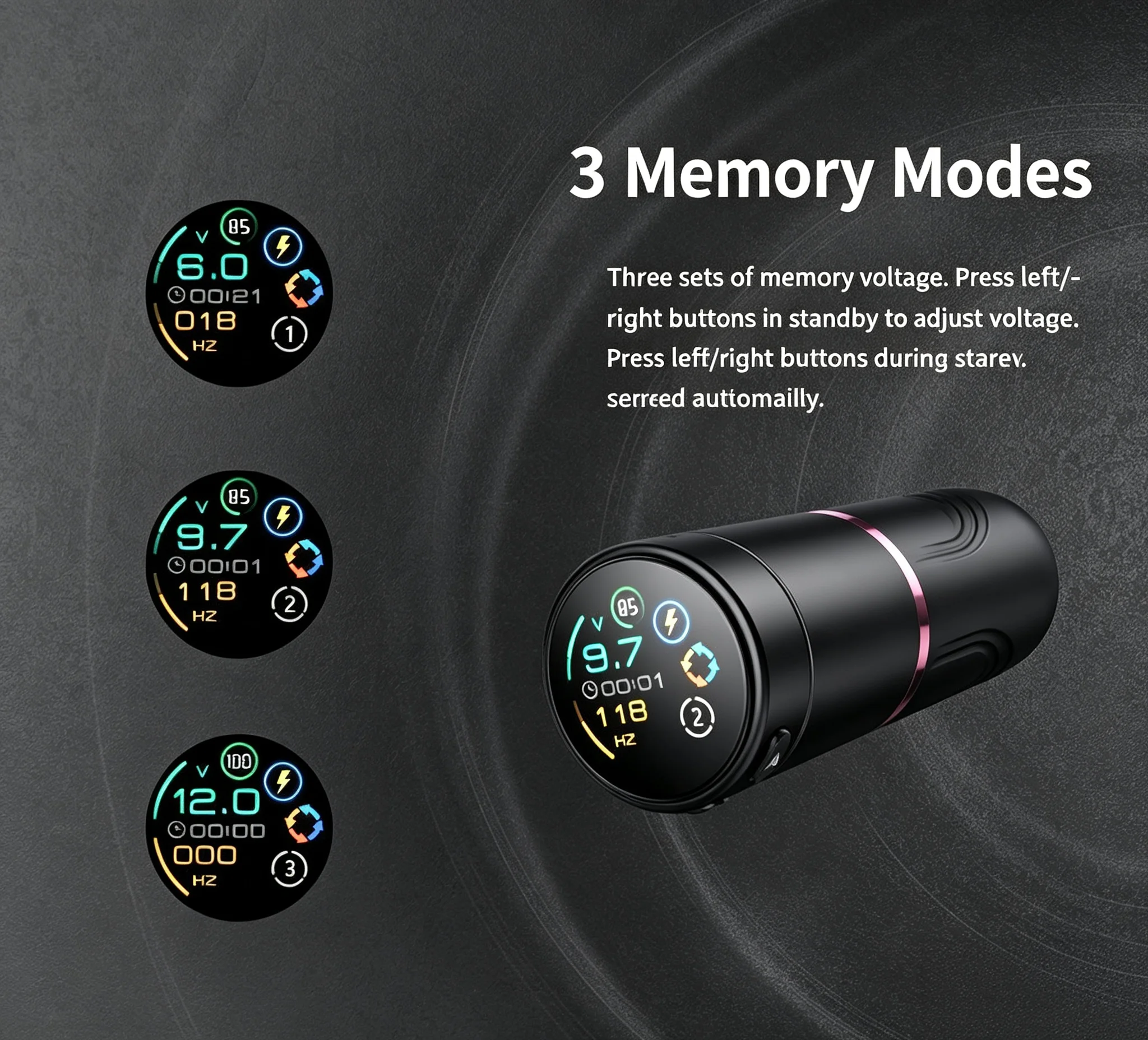 Wireless Tattoo Battery Pen Brushless Motor 1520mAh  IPS Color Screen 3 Memory Modes Portable Tattoo Machine for Artist