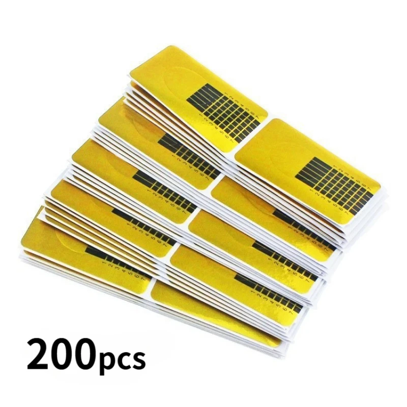 Novo 200 peças de fototerapia de unhas francesas estendidas, suprimentos para arte em unhas, suporte de papel quadrado dourado, ferramenta especial para remendo de unhas