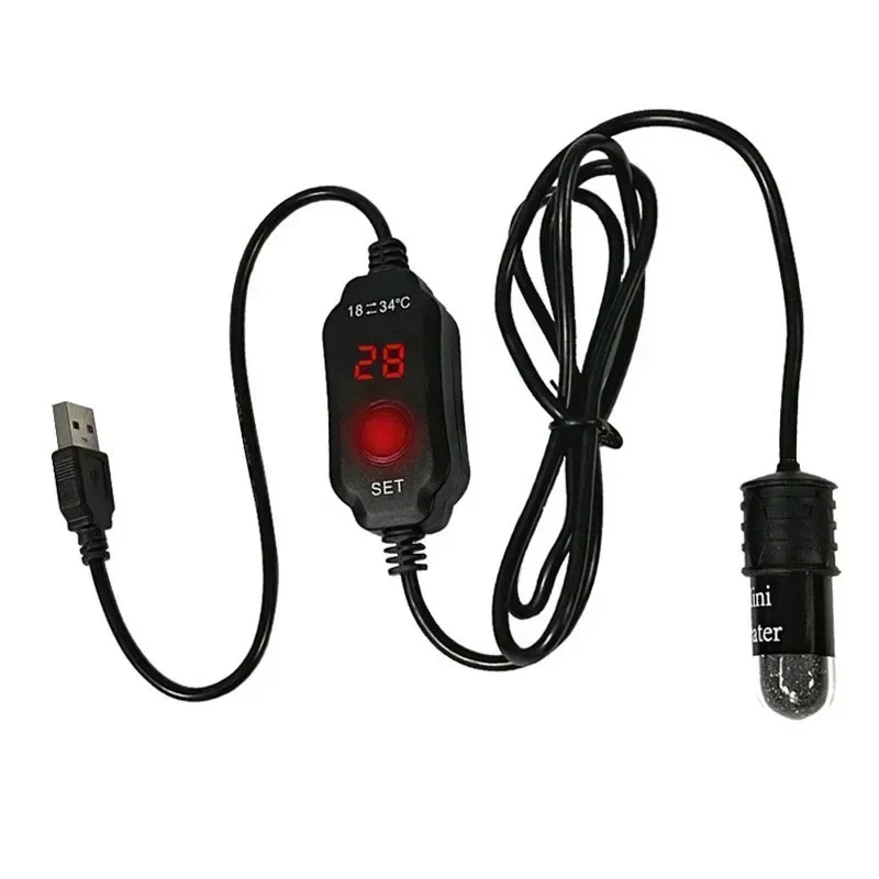 Adjustable 10W Betta Small Aquarium Heater Submersible Fish Tank Heater 5V/2A USB Powered Super Mini Digital Display Thermostat
