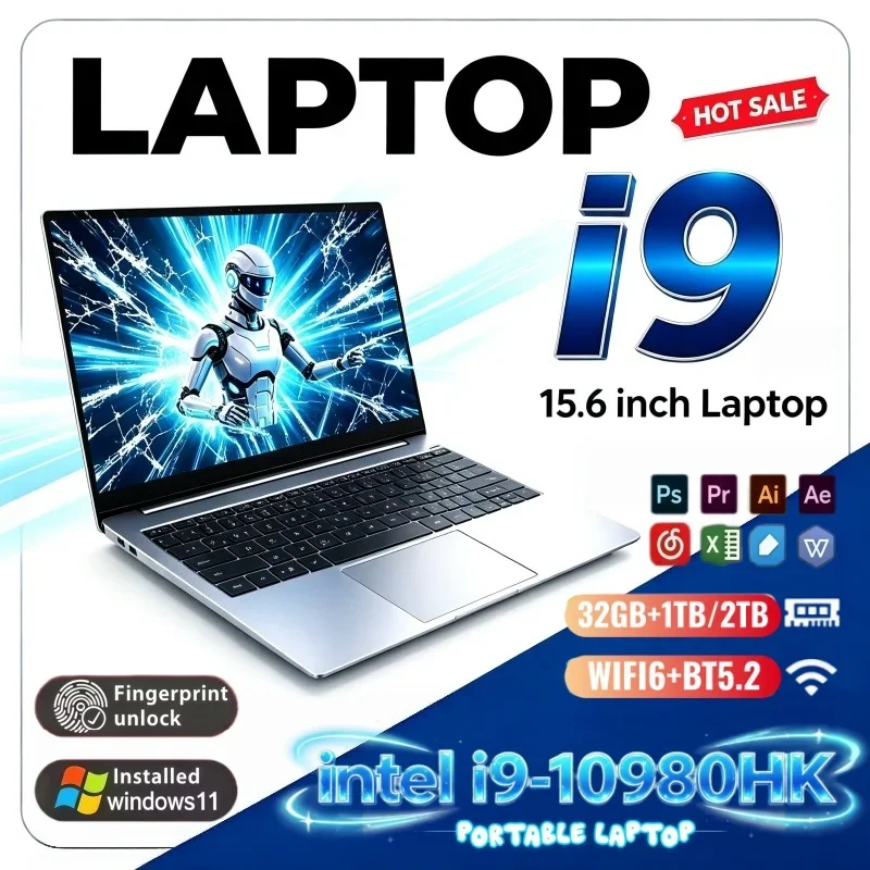 15.6 Inch High Performance Laptop Intel i9-10980HK 2026 Windows11 1/2TB Large SSD 16GB/32GB RAM
