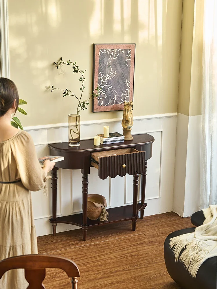 طاولة مدخل من الخشب الصلب الفرنسي، خزانة زخرفية عتيقة في ممر الممر على الحائط #4