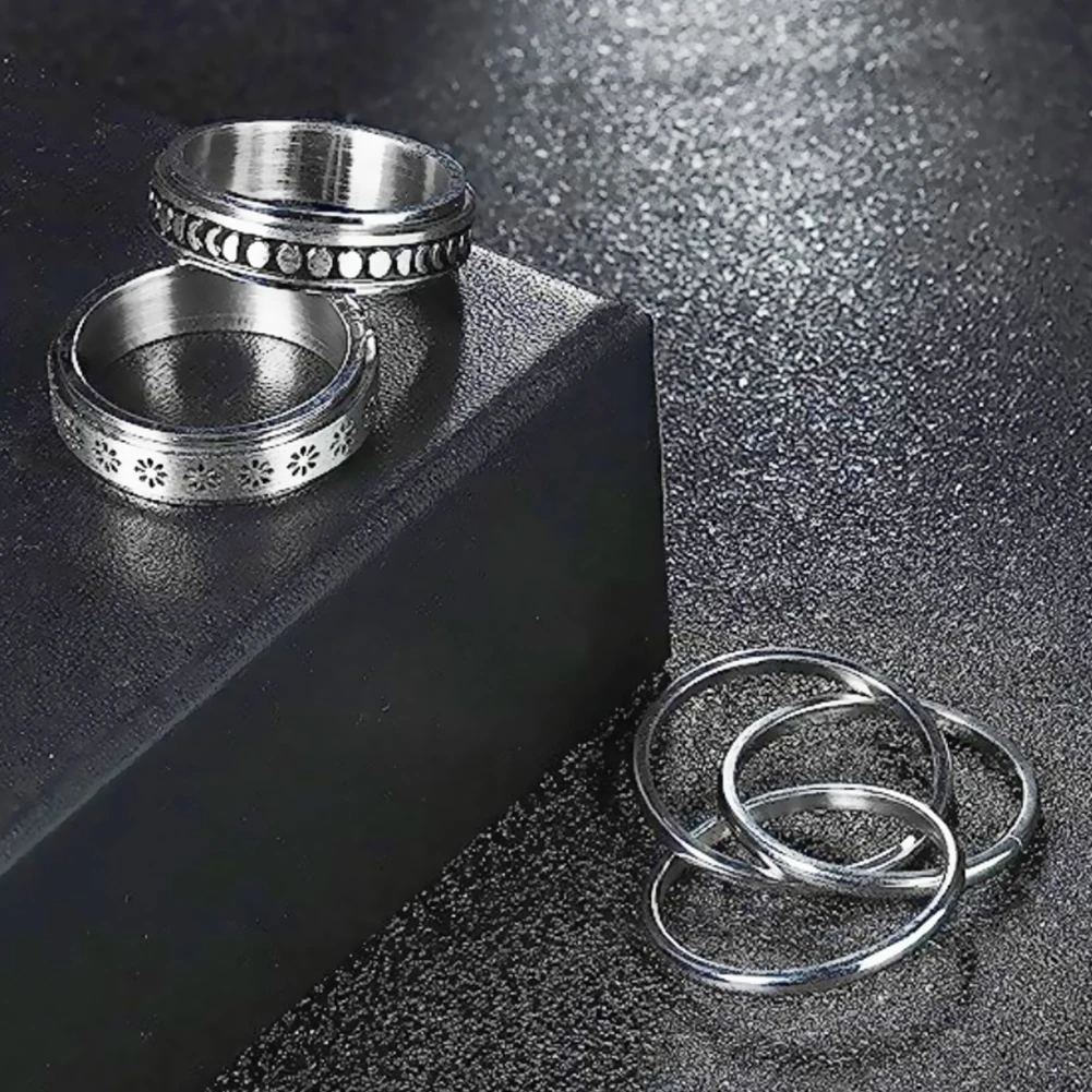 Stainless Steel Luxury Couple Ring Wear Resist Triple Interlocked Ring Rust Proof Wedding Ring for Men Women Decompression