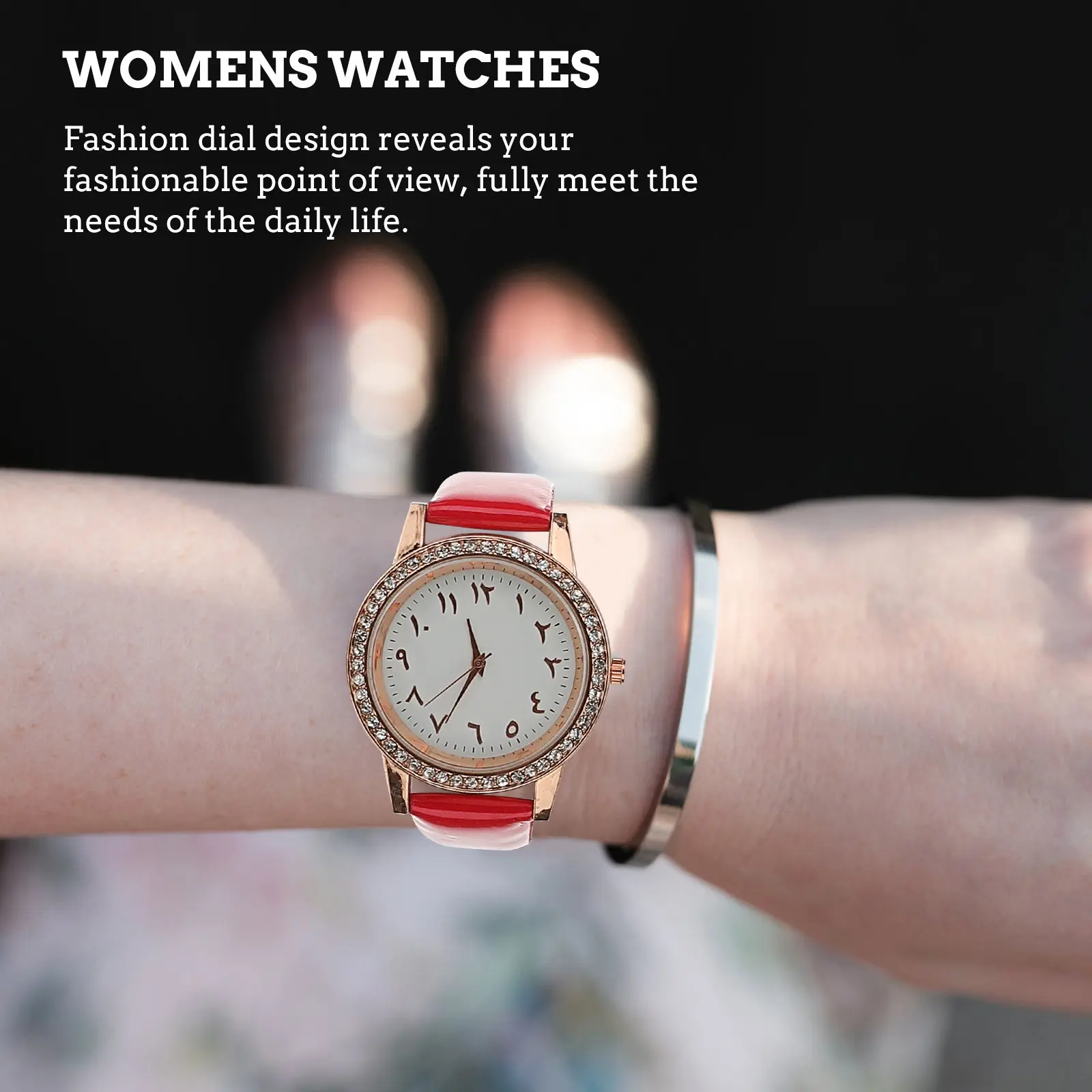 PU Belt Watch Womens Fashion Bling Diamond Casual Decorative Wristwatch Lightweight Ladies Watch for Party Watches for Women