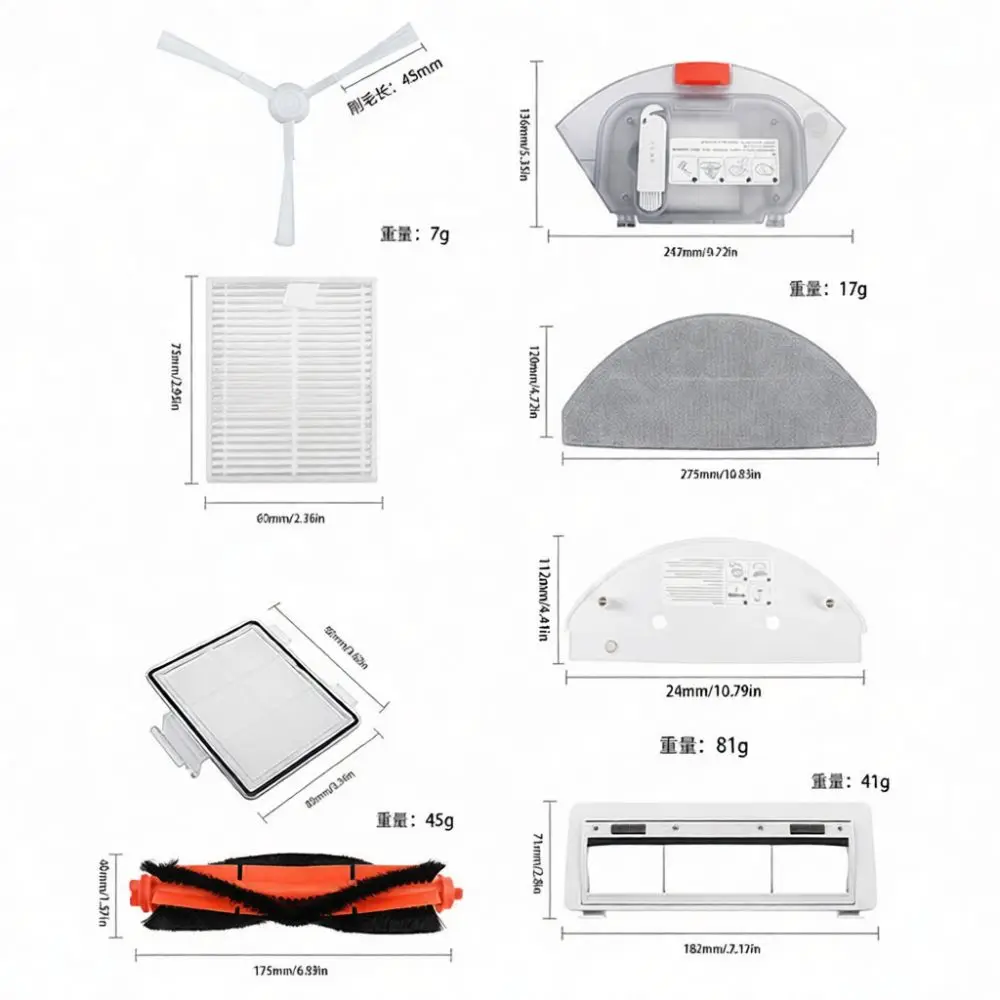For S20 D106 Vacuum Cleaner Replacement Parts Main Brush Side Filter Mop Cloth Bracket Efficient Cleaning Gear
