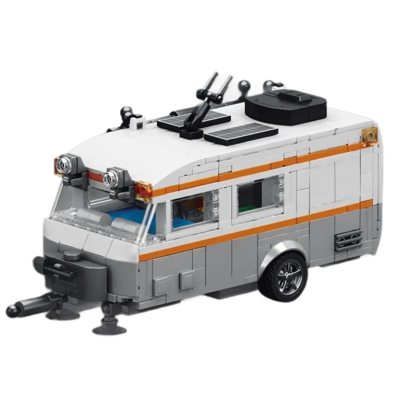 City Trailer RV Camper Van Building Blocks Model MOC Outdoors Vehicles Building Brick Educational Toys Teenagers Christmas Gifts