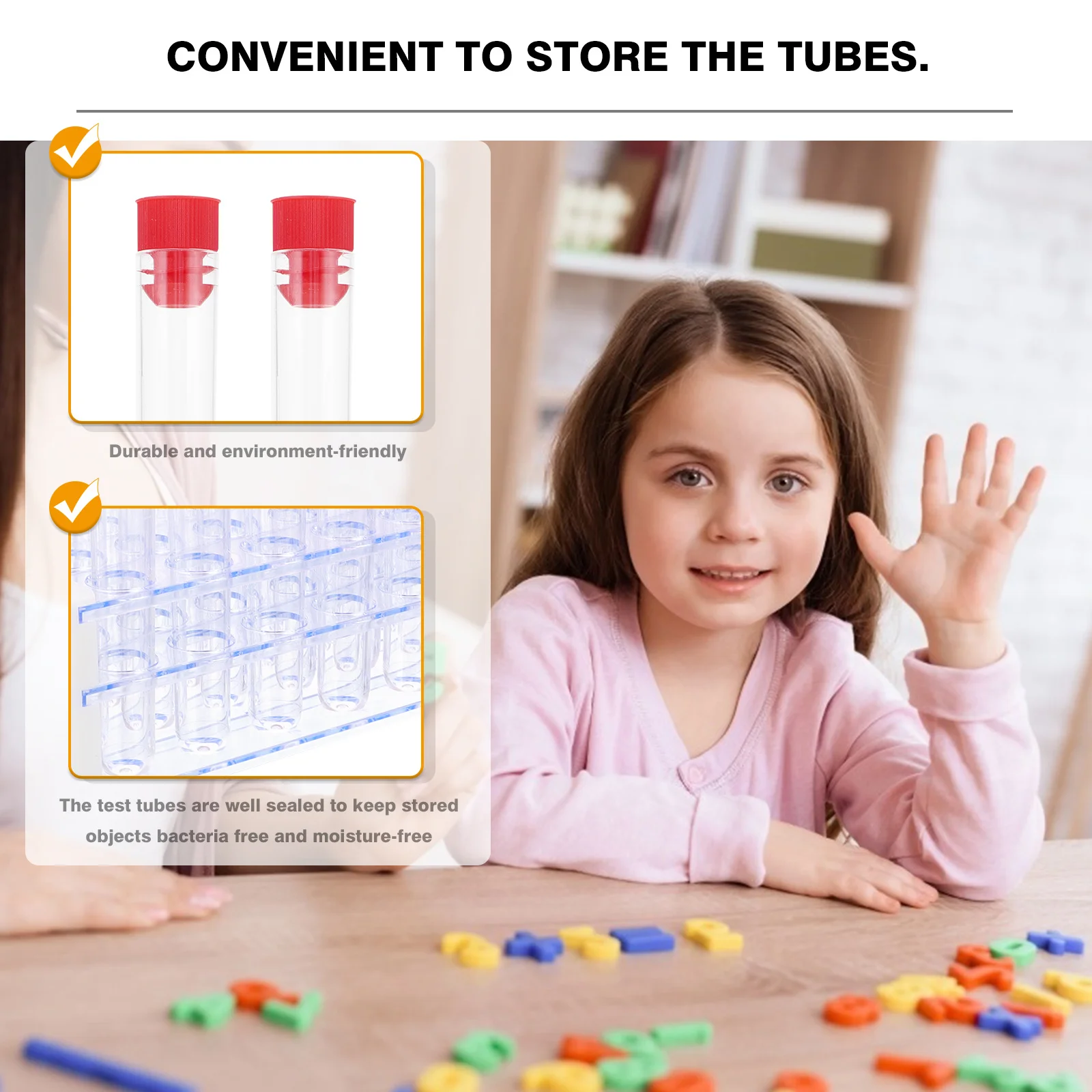 

1Set Science Laboratory Test Tubes Plastic Disposable Tubes with Leakproof Screw Caps Rack for Liquid Samples