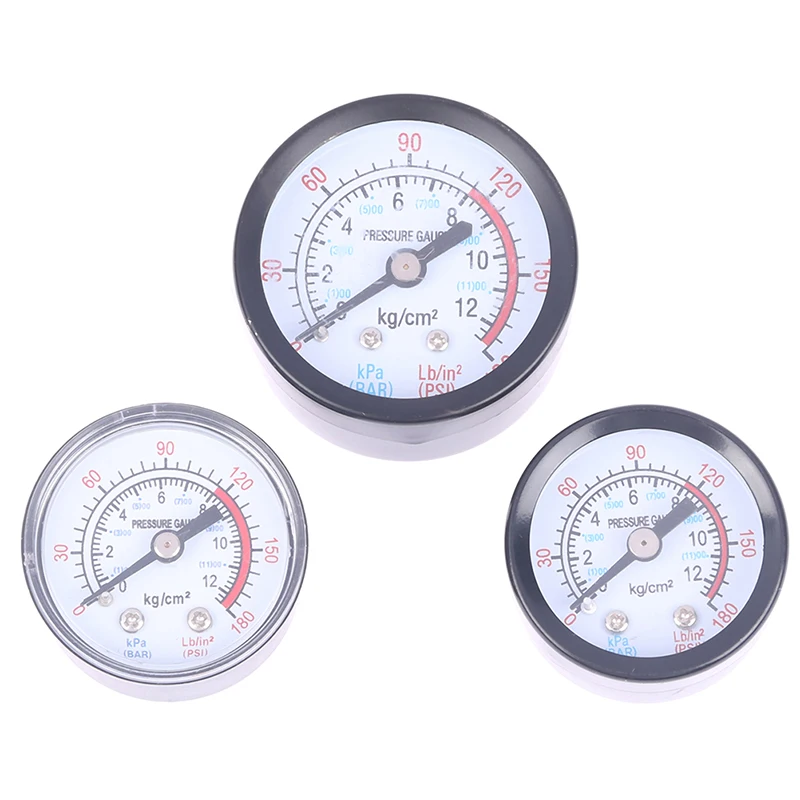 Iron Shell Bar Air Pressure Gauge Double Scale For Air Compressor (1/8, 1/4 Bsp) Thread 0~180PSI