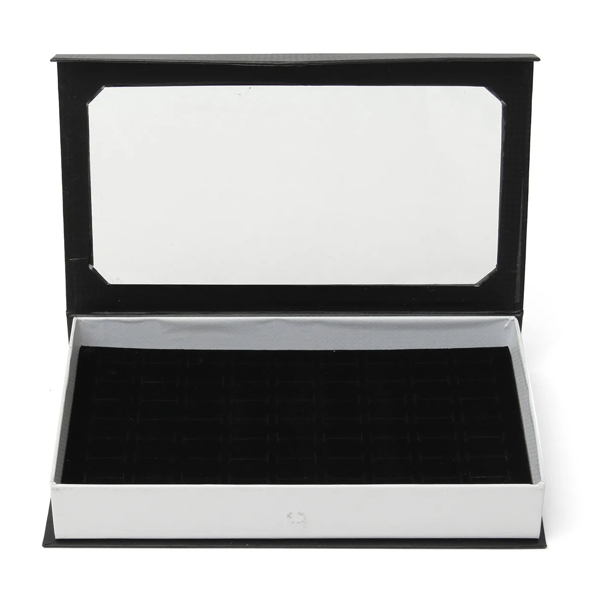 ABQR 72 Ring Jewellery Display Storage Box Tray Show Case Organiser Earring Holder, Black Ring Box With Cover
