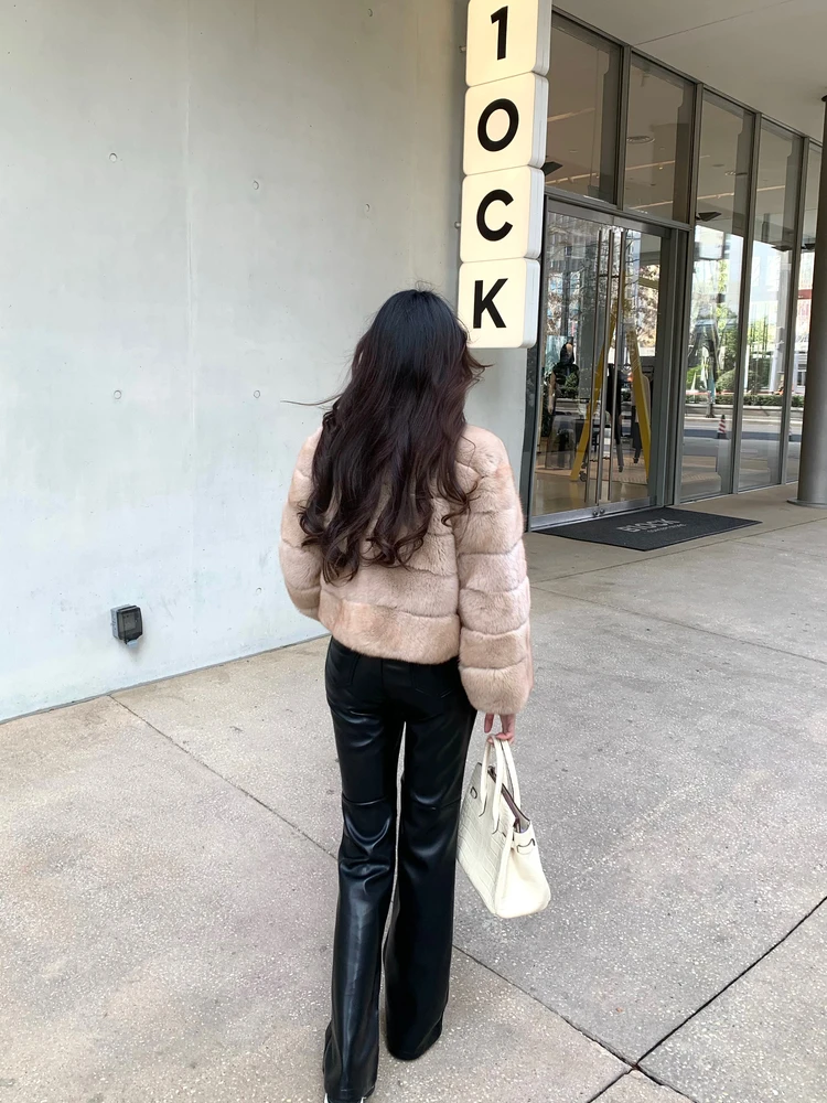 

Slimming High Waist PU Leather Straight Leg Pants Women's Elegant Style Casual Long Trousers M900 Commute Fashion