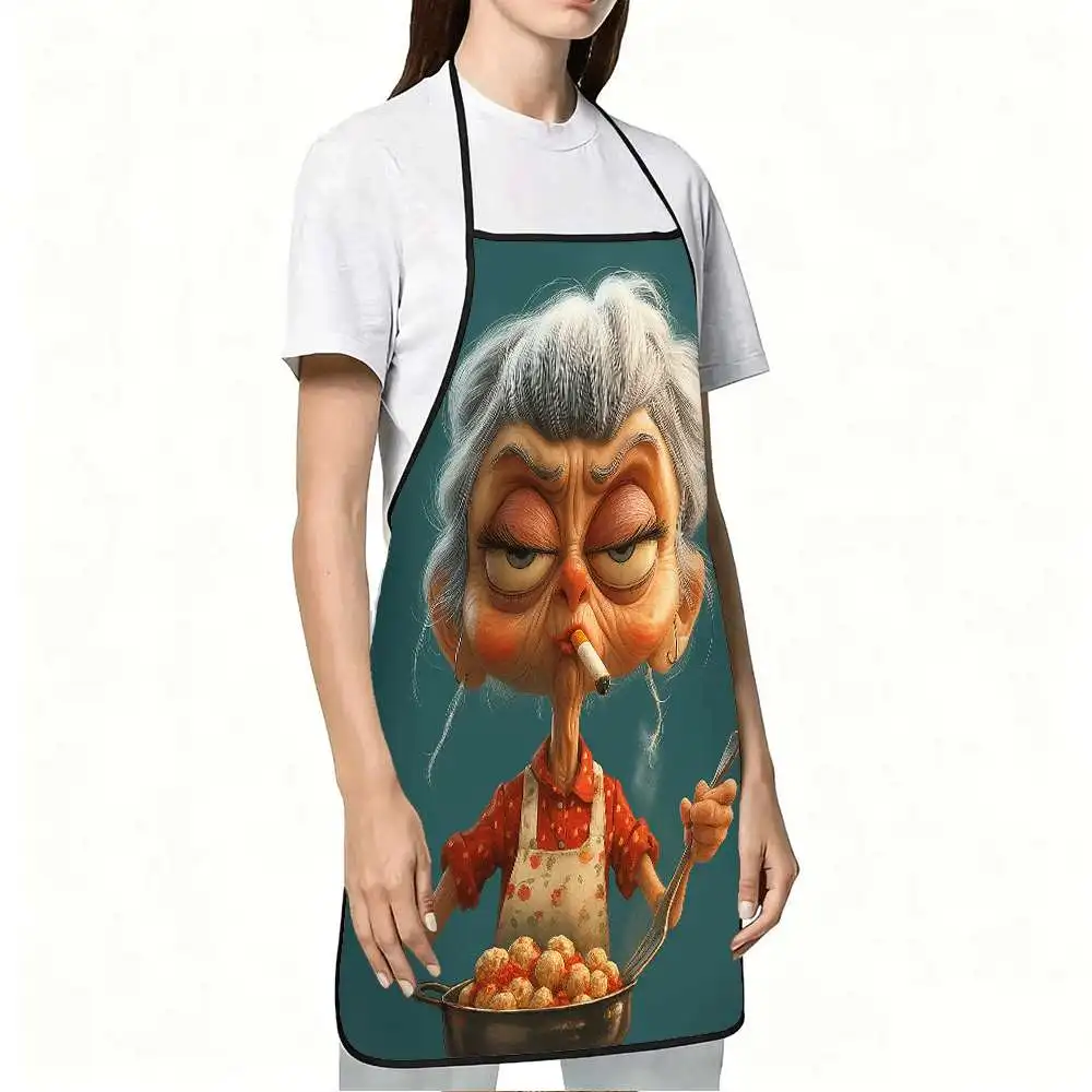 

Цельный кухонный фартук с забавной бабушкой, подходящий для приготовления пищи, выпечки и украшения дома.