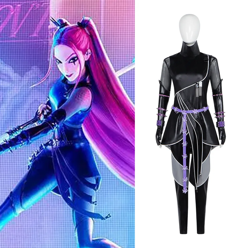 

Kpop Demons Hunters Rumi Cosplay Costume Wig Black Leather Battle Suit Adult Women Coat Pants Belt Gloves Halloween Party