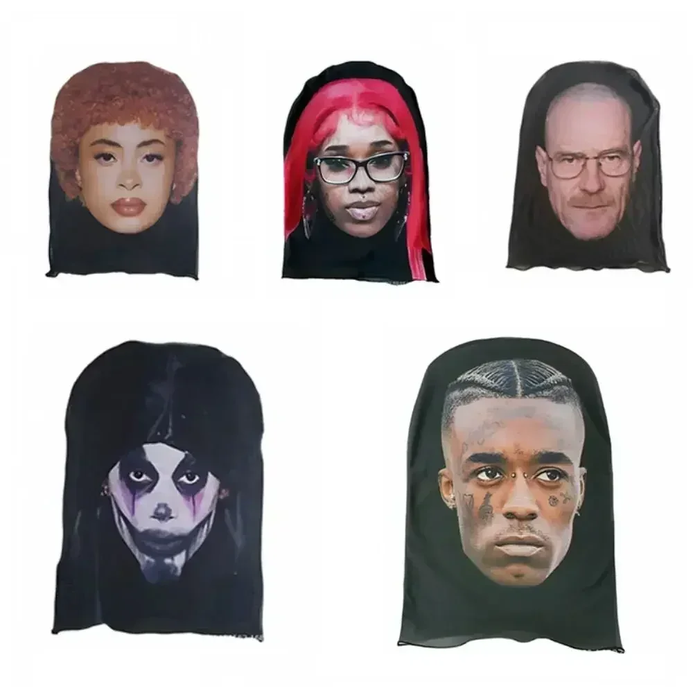 3D Printed Seamless Kanye Face Mask Celebrity Face Funny Dust Head Cover Sunscreen Riding Scarf Cosplay Headwear Hip Hop Hood