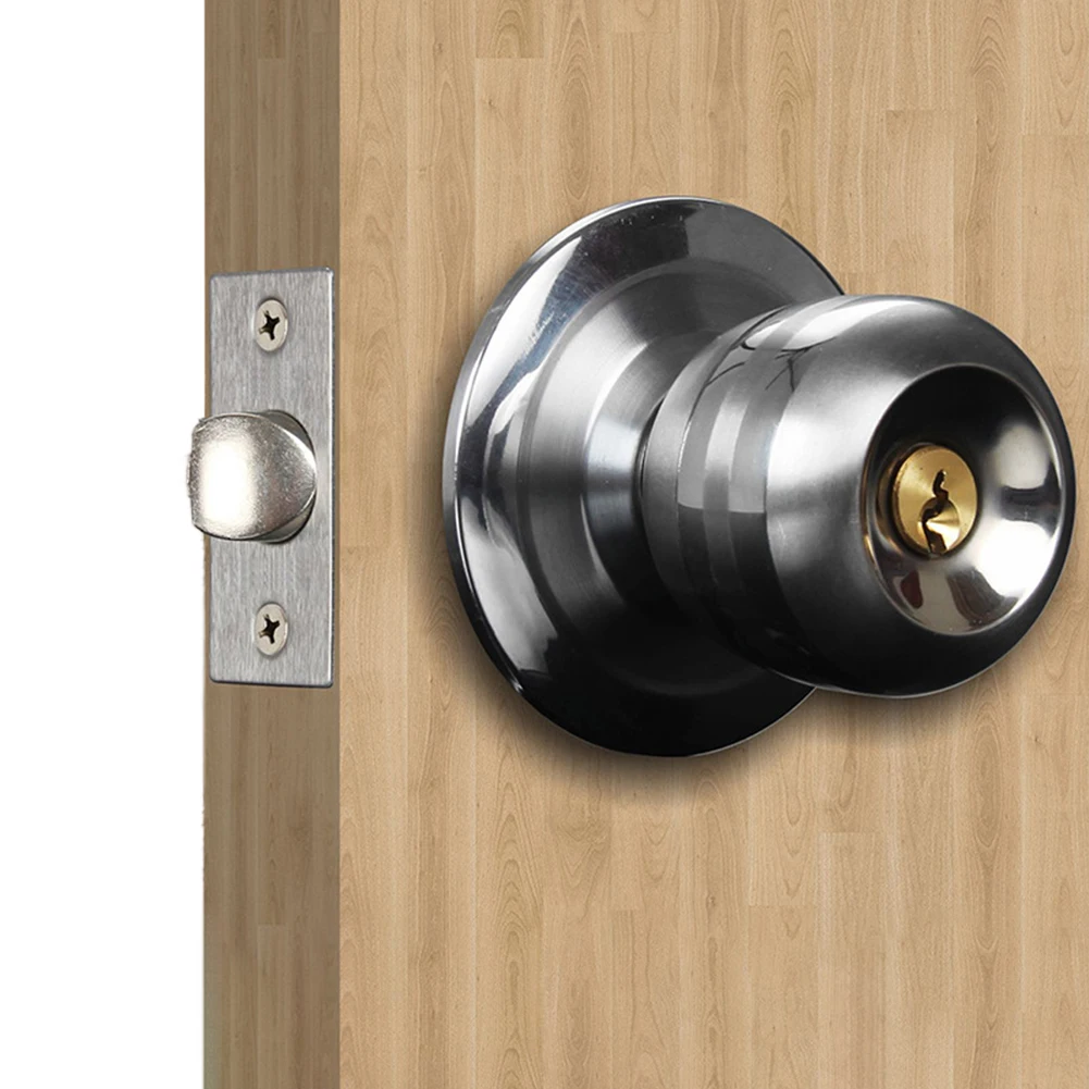 

Keyed Entry Door Knob with Lock Ball Door Knob Stainless Steel Door Handle Lock for Indoor Doors Bedroom Bathroom