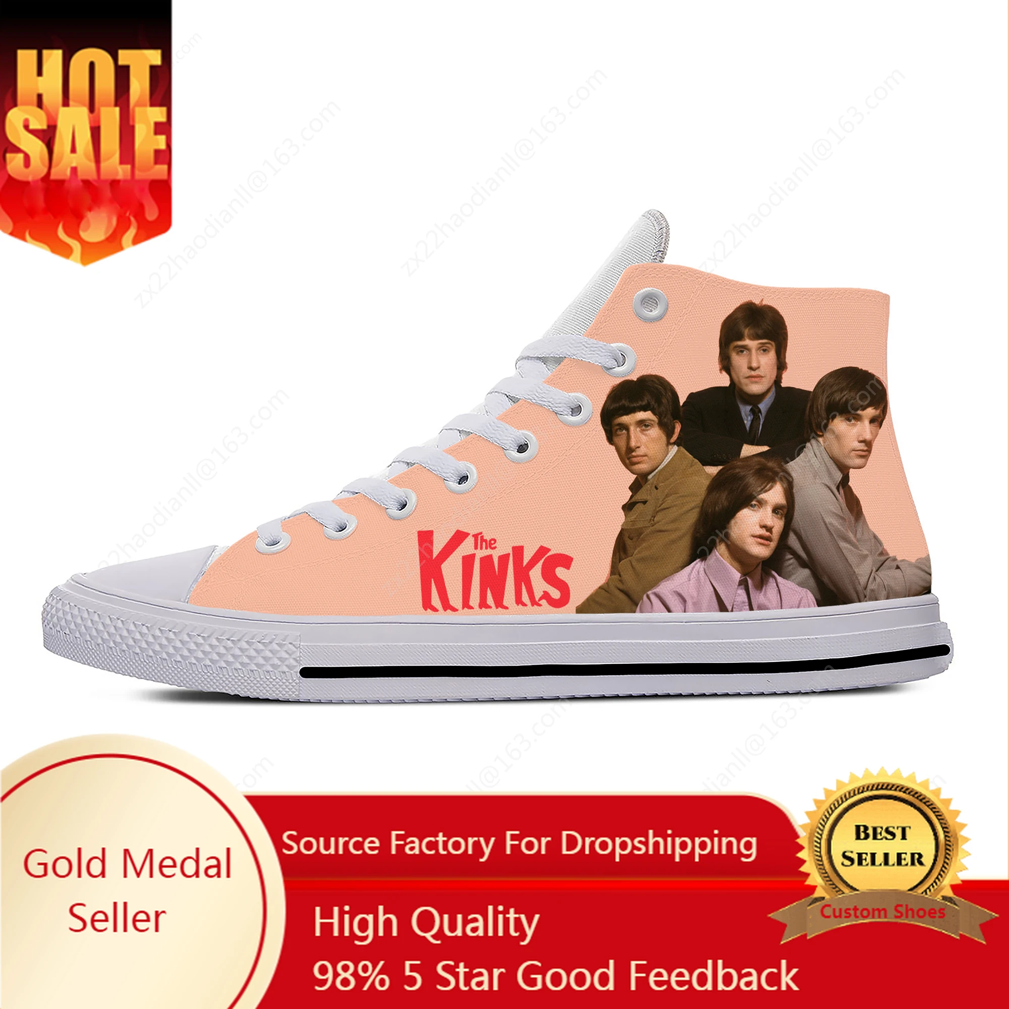 

The Rock band High Top Sneakers Kinks Mens Womens Teenager Casual Shoes Running Shoe 3D Print Breathable Lightweight shoe