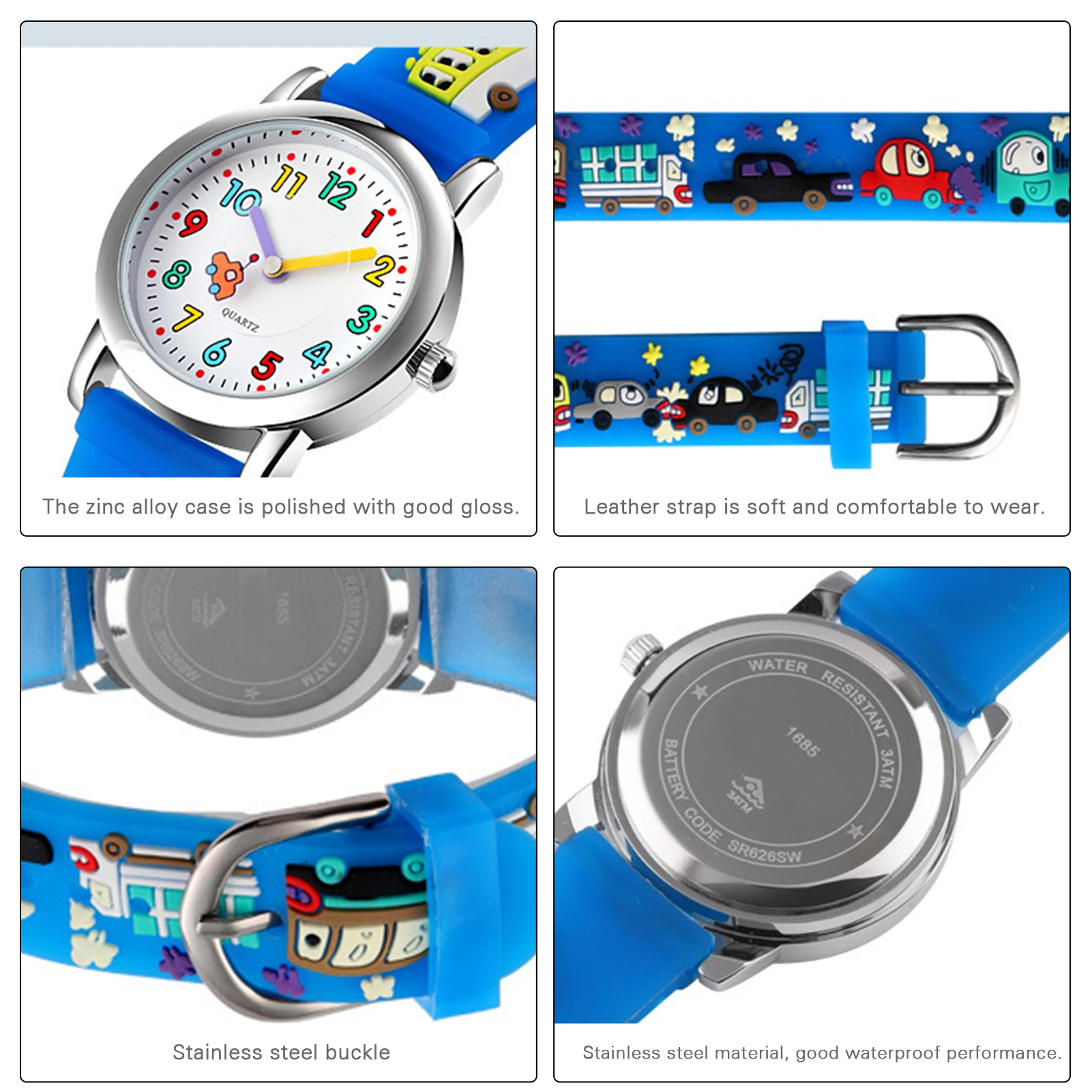 Kids Electronic Watches Casual Round Dial PU Band Analog Quartz Watch Great Birthday Gifts For Kids