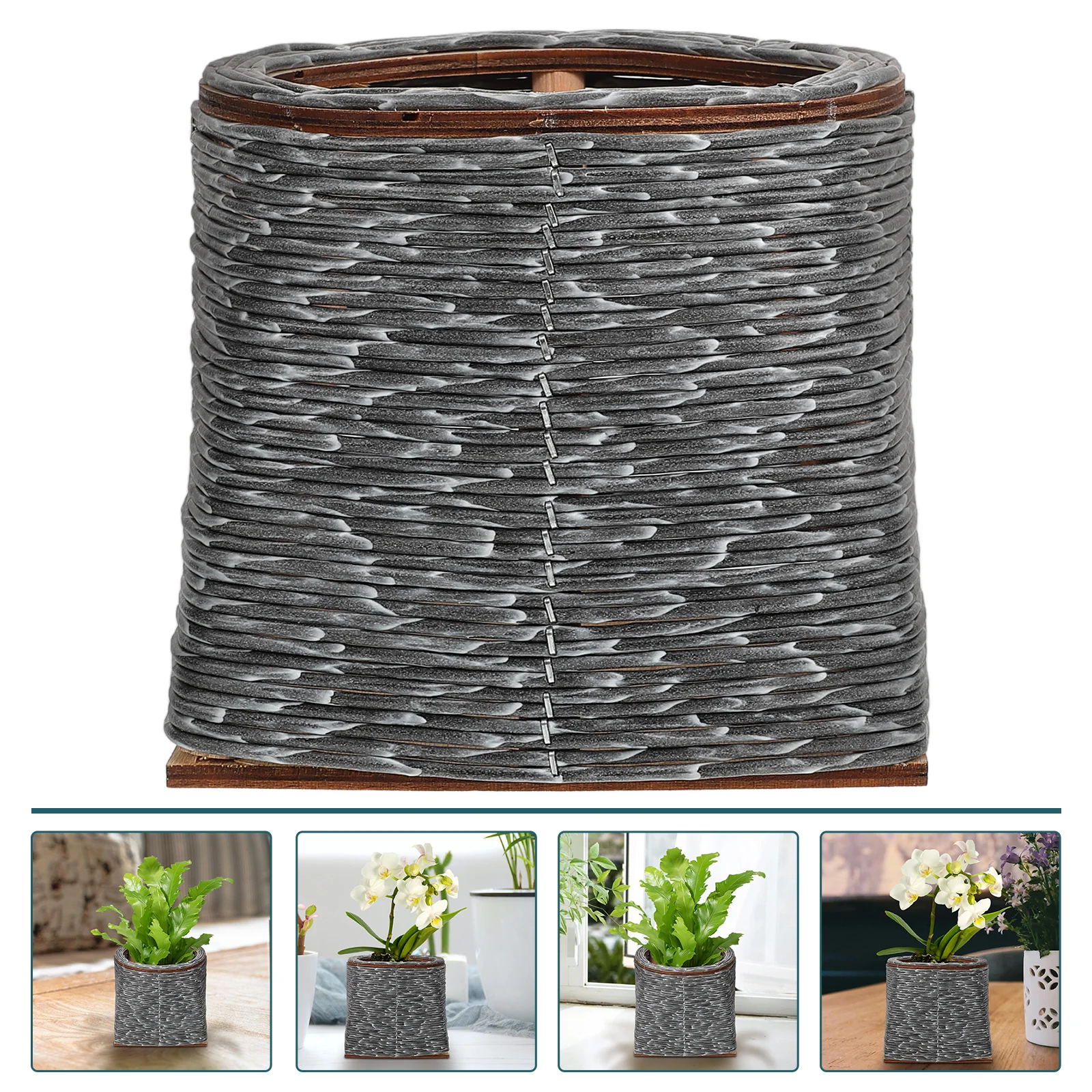

Rattan Flower Pot Stand Basket Outdoor Pots for Patio Planter Holder Home Baskets