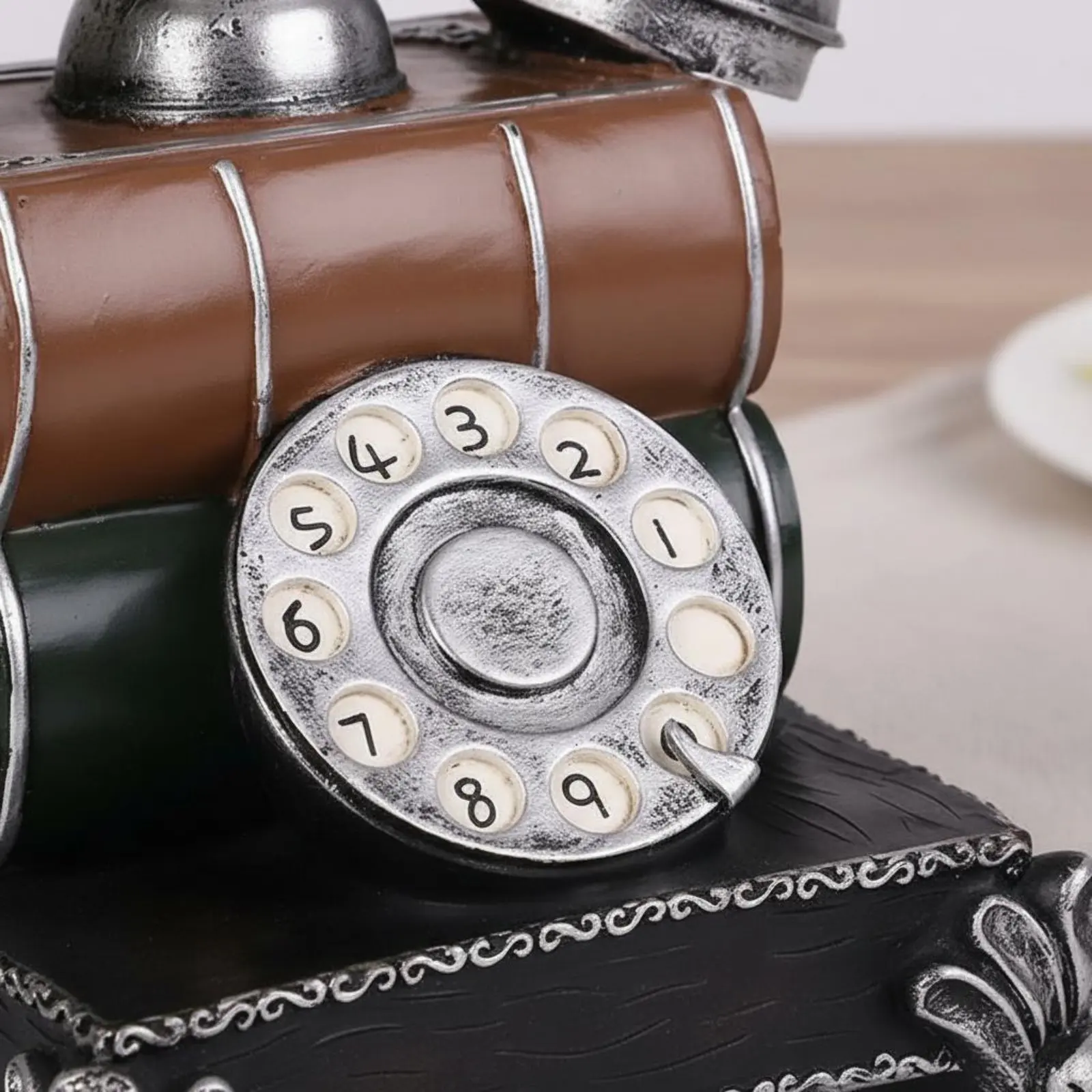 Vintage Telephone Piggy Bank Multi-Functional Decor Resin Telephone Cash Bank Retro Rotary Phone Model Great Gift Suggestion