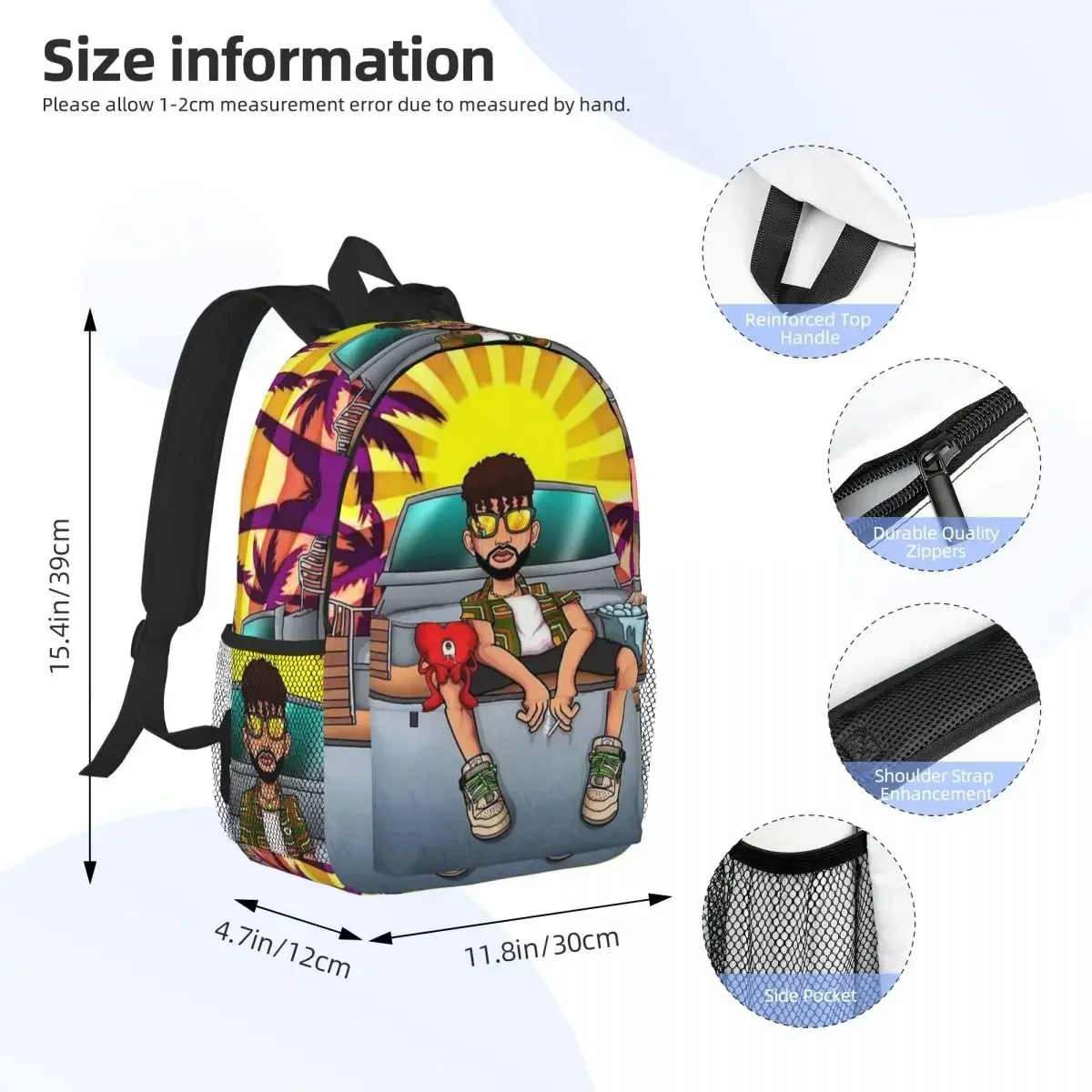 Bad Bunny Benito Antonio Backpack Student Boys Girls BookBag Kids School Bag Computer Shoulder Bags for Men Women