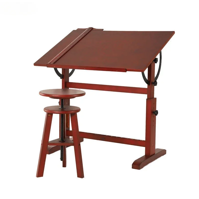 Wooden sit-stand drawing desk engineering drawing table easel painting architectural plate drawing art sketching table