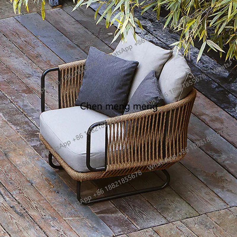 

Courtyard Outdoor Homestay Sofa Waterproof Sun-proof Rattan Chair Living Room Wabi-sabi Style Leisure Outdoor Balcony Furniture