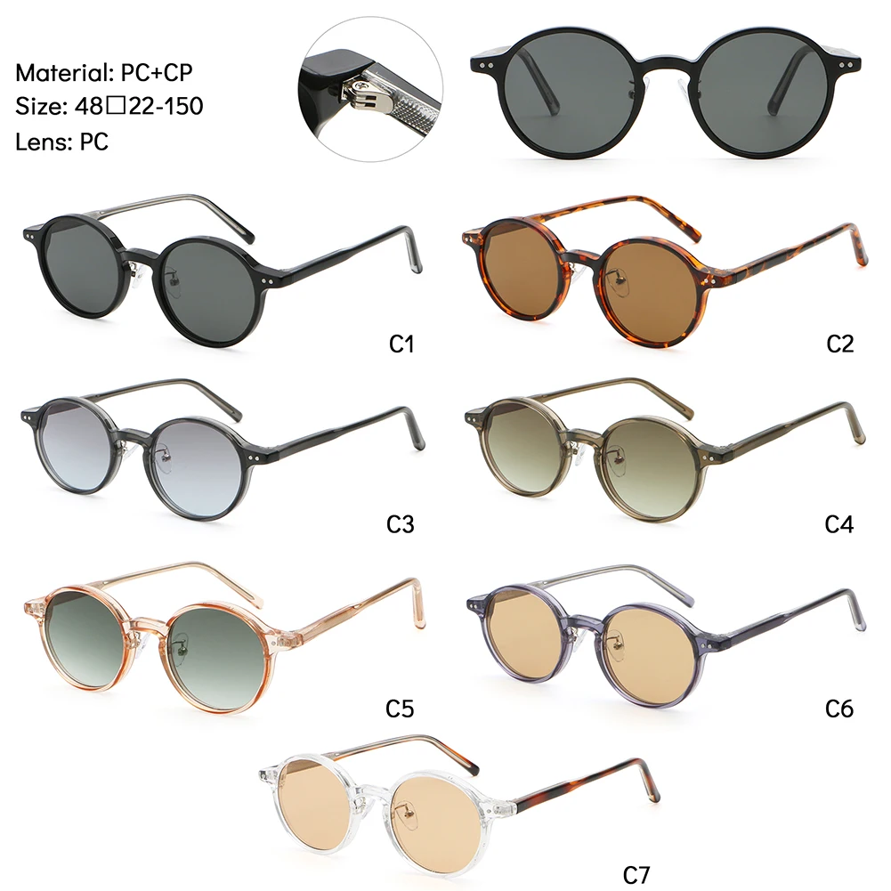 Peekaboo fashion sunglasses for women uv400 unisex decoration male round sun glasses for men CP acetate leopard black brown