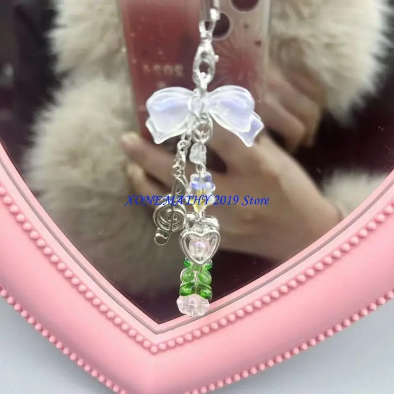 F42F Bag Pendant Bowknot Phone Charm Star Phone Chain Perfect Gift for Women and Girl