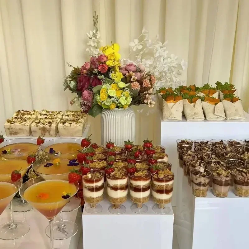 White Buffet Acrylic Riser Cube ,Decorative Acrylic Storage Boxes, Food Buffet Riser for Wedding, Party,Cakes