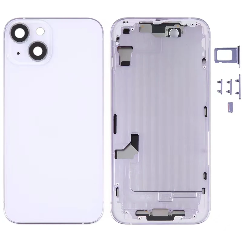 High Quality For iphone 14 Plus Housing Cover Battery Door Rear Chassis Middl Frame with Back Glass + SIM Tray + Side Key Parts