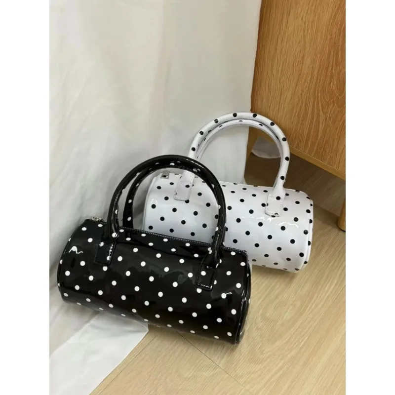 

Faionable Polka Dot Handbag Women's 2025 New Design round Cylinder Bag Cute Commuting Small Square Bag Unique Design
