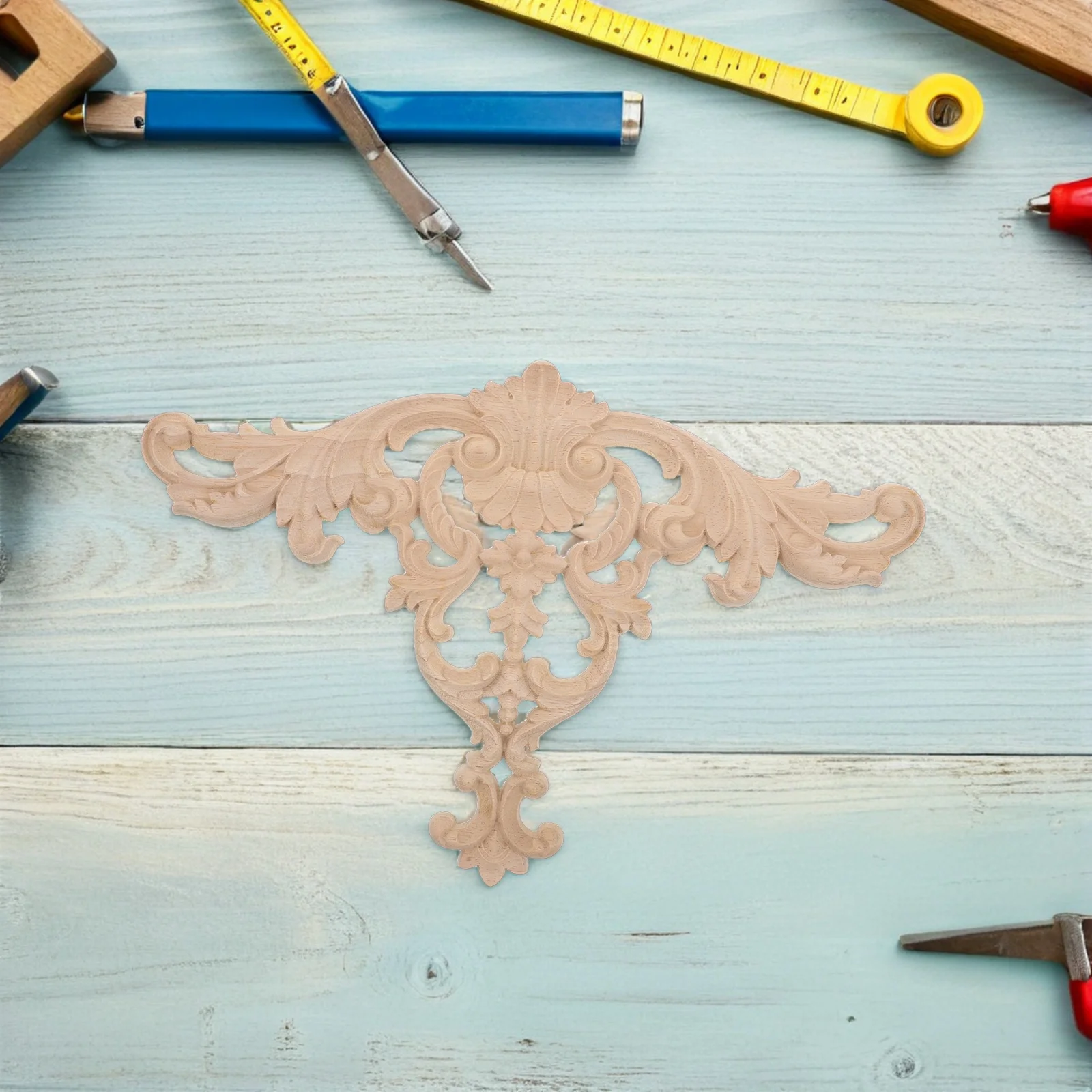 Solid Wood Floral 3D Relief Carved Wall Decals Stickers Decorative Home Wall Art for Living Room Bedroom Natural Texture Design