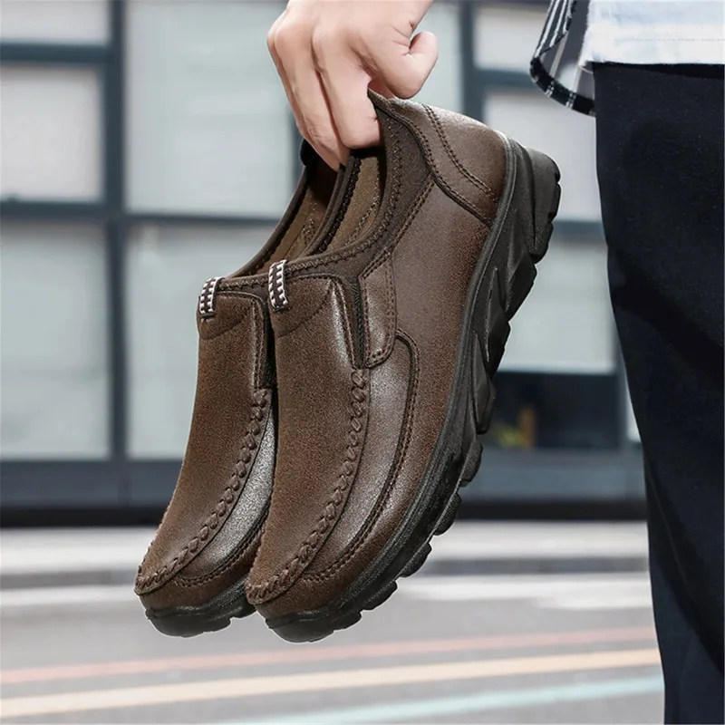 2024 YEWNUW New Fashion Men's Handmade Retro Leisure Loafers Casual Sneakers Comfortable Casual Shoes