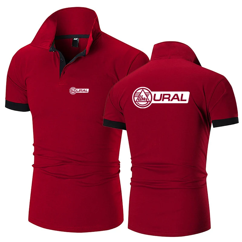 2025 Summer Ural Motorcycles Men's Polo Shirt Printed Short Sleeve Tops Streetwear Man Fashion Coton Shirts