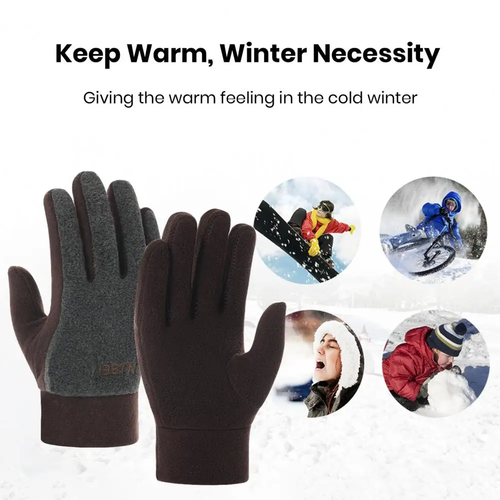 Color-blocking Gloves Five Finger Gloves Premium Women's Winter Cycling Gloves Thickened Windproof Anti-slip Outdoor for Warmth