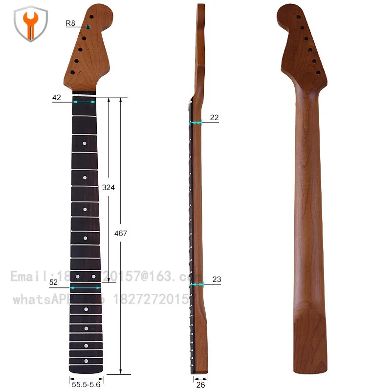 Electric guitar neck 8MM aperture baked maple handle 6 strings 21 frets rose wood fretboard DIY electric guitar accessories