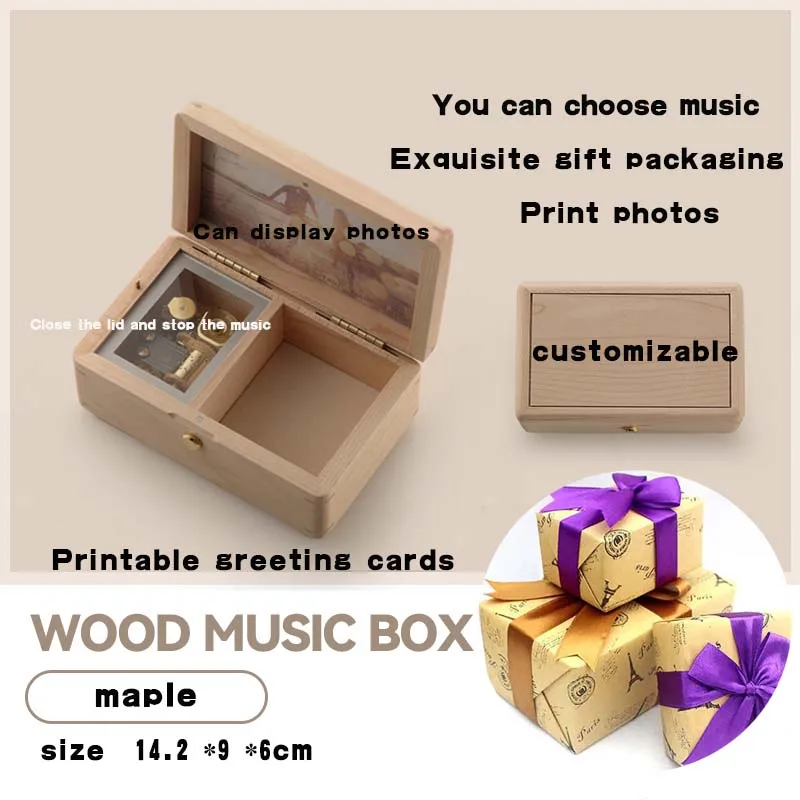 ROSIKING Anastasia-Once upon a december music box Wood music box,jewelry box,photo customize gift,   Birthday gift.