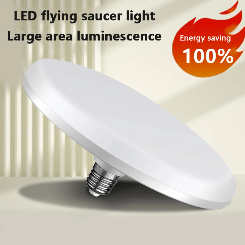 LED UFO Light Bulb Household Eye Protection Energy-saving Light E27 Screw Mouth Three Proof High-power Lighting Lamp