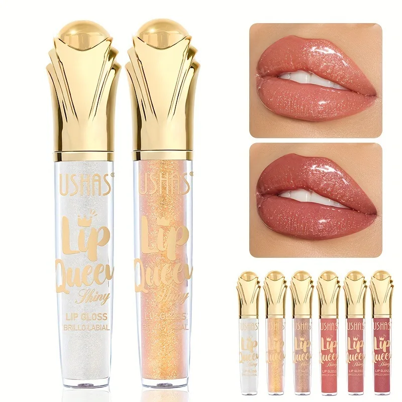 USHAS-cetro mate de belleza para mujer, brillo de labios dorado, líquido hidratante de larga duración, cosméticos, regalo de Festival, maquillaje