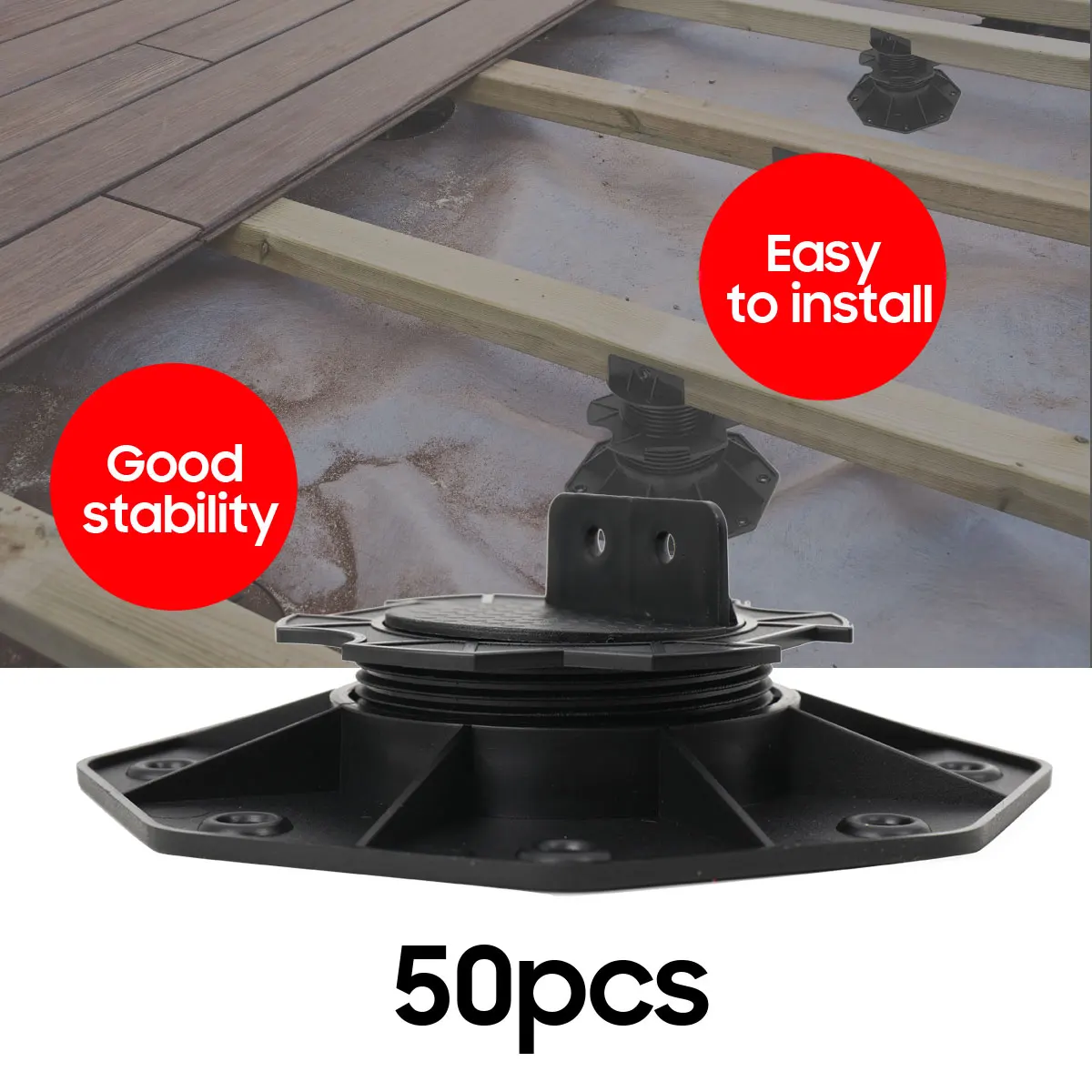 50 Stück 18–30 mm höhenverstellbare Bodenbalance-Stützsockellager Terrassendielen Bretter Plattenlager Terrassenlager