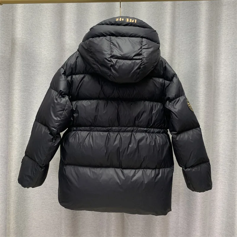 2023 New Korean Black Gold 90% White Duck Down Jacket Women Winter Warm Thicken Hooded Coats Loose Casual Female Down Outerwear