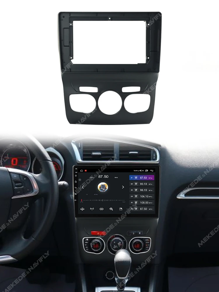 MEKEDE Car Multimedia Radio Frame Kit for Citroen C4L 2013-2016 10inch Dashboard Cable Panel Radio Bezel Full Set