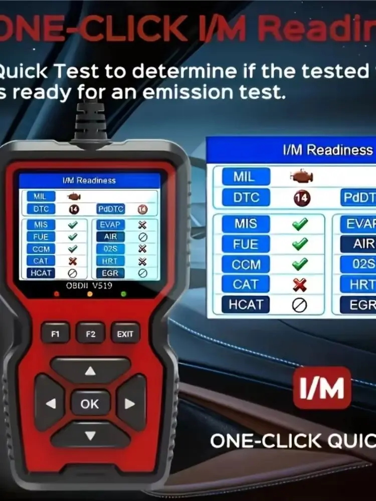 Sprawdź system silnika ​ Tester baterii V519, czytnik kodów OBD2, skaner OBD II EOBD, narzędzie do diagnostyki samochodowej, usuwanie błędów w kodach. — zdjęcie 2