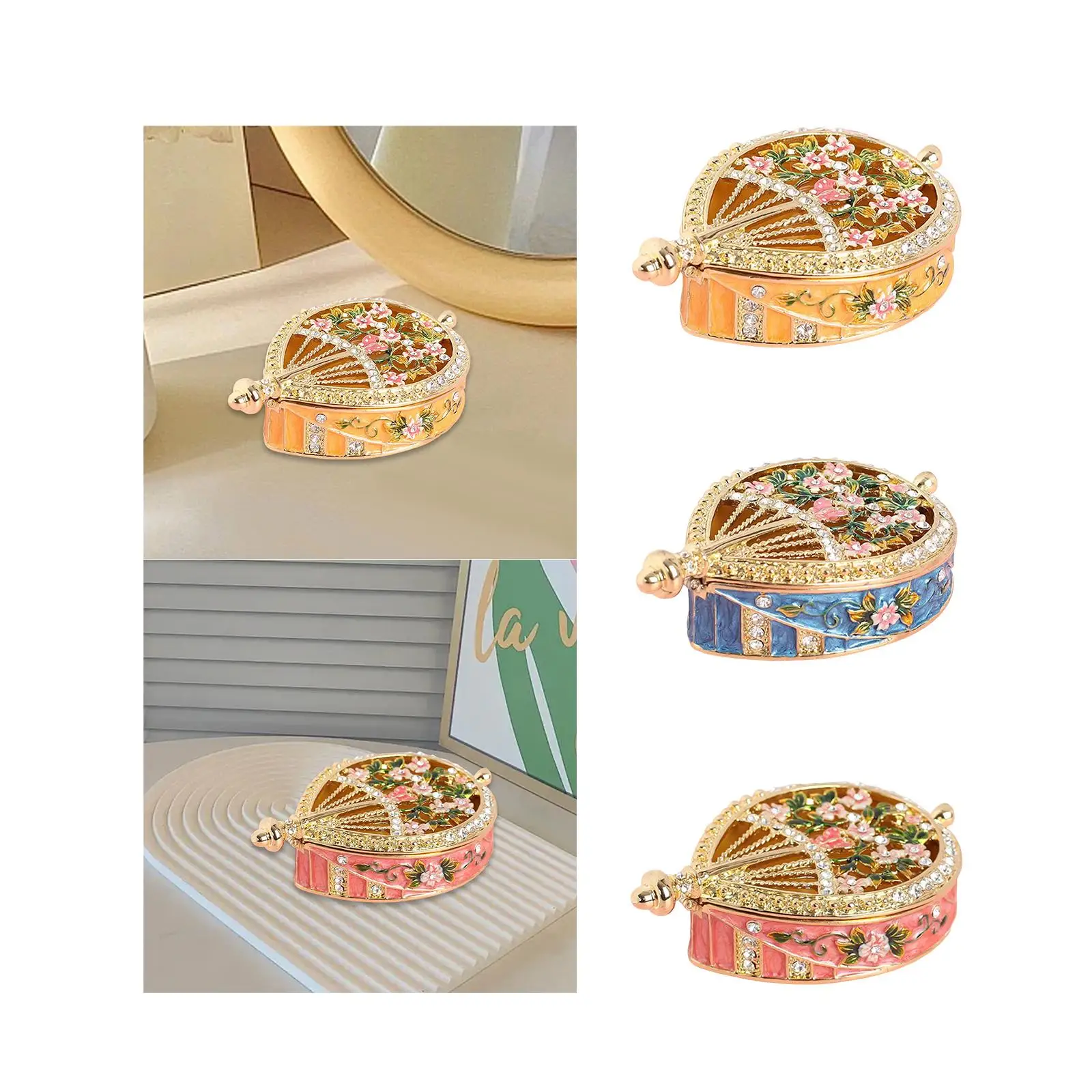 

Эмалированная шкатулка для драгоценностей, держатель для колец, чехол для безделушек, декор стола, органайзер для ювелирных изделий