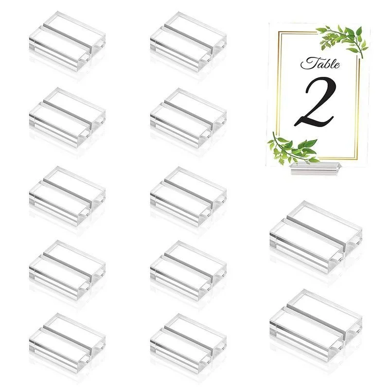 12Pcs 30*25*10mm Acrylic Stands Place Card Holders Table Number Desktop Clear Display Stand Transparent Sign Holder