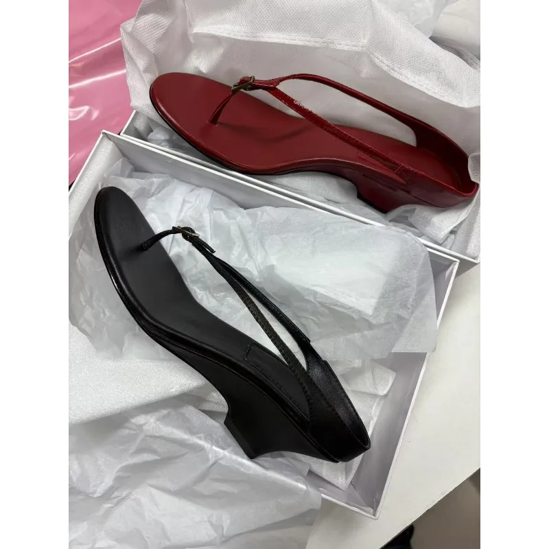 Fashion Thin Pumps Slippers Runway Toe Loop Sandals Celebrity Slides Women Red High Heels Club Ring Flip Flop view 6