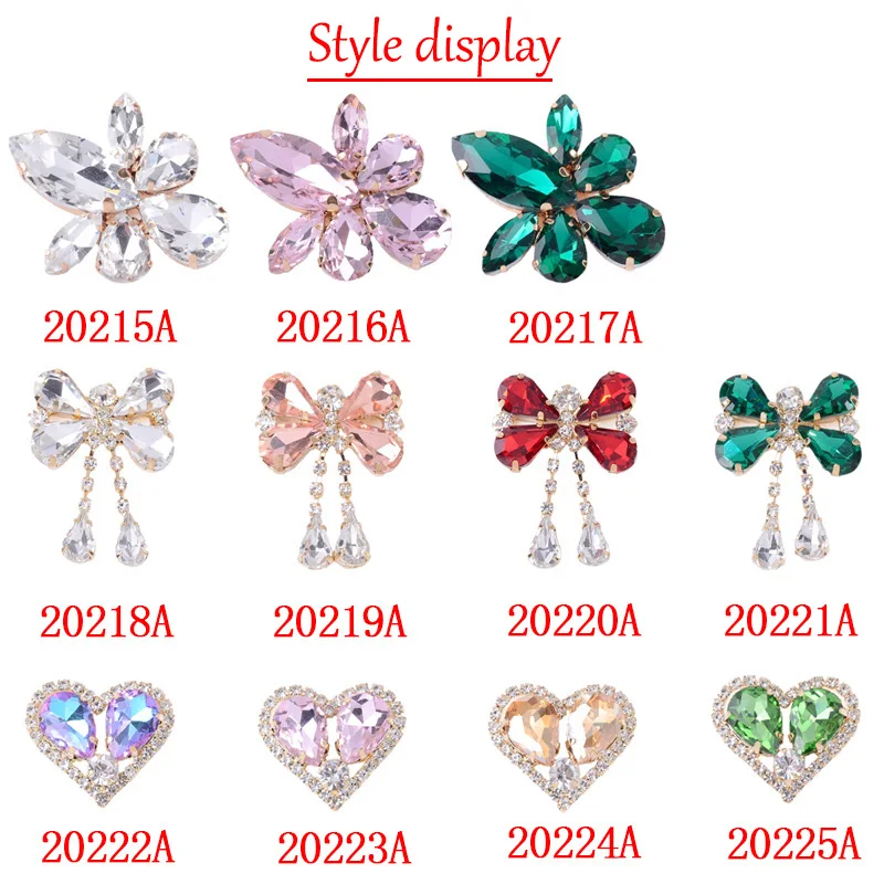 5Pcs Fashion Rhinestone Embellishments Buttons Flatback Decorative For Handicraft Bowknot Flower Decoration DIY Craft Supplies
