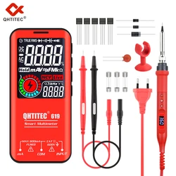 QHTITEC multimetro digitale saldatore Kit 5999 Tester di conteggio ricarica USB T-RMS DC AC misuratore di condensatore di tensione Ohm NCV