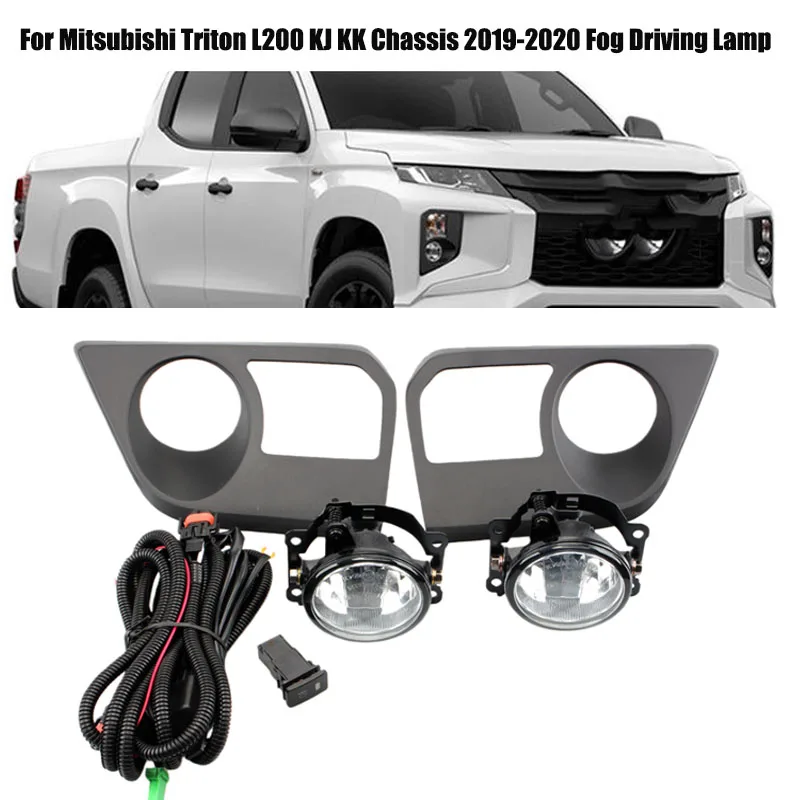 Front Fog Light Assembly For Mitsubishi Triton L200 KJ KK Chassis 2019-2020 Facelift  Fog Driving Lamp Complete Kit With Bezel H