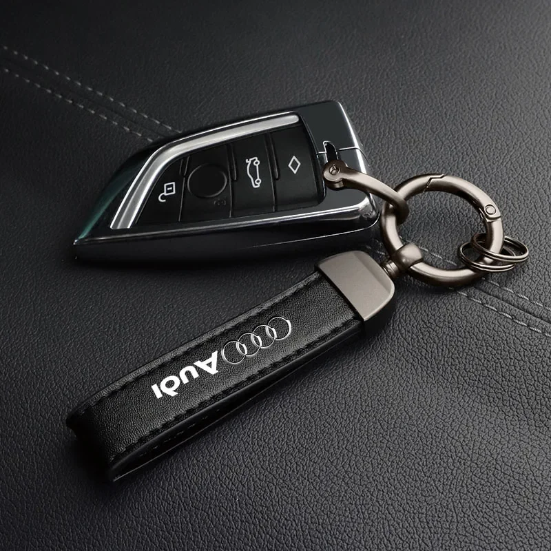 Car Keychain Man Leather Keyring Remote Key Accessories For Audi Sline A3 A4 A6 A5 Q5 A1 Q7 Q3 Q2 Q8 A7 A8 TT S1 SQ5 RSQ3 RSQ8